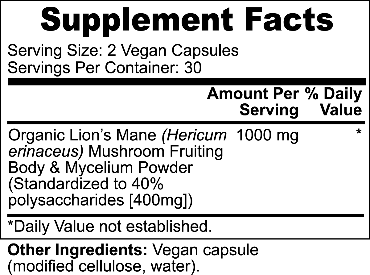 Lion's Mane Supplement Facts